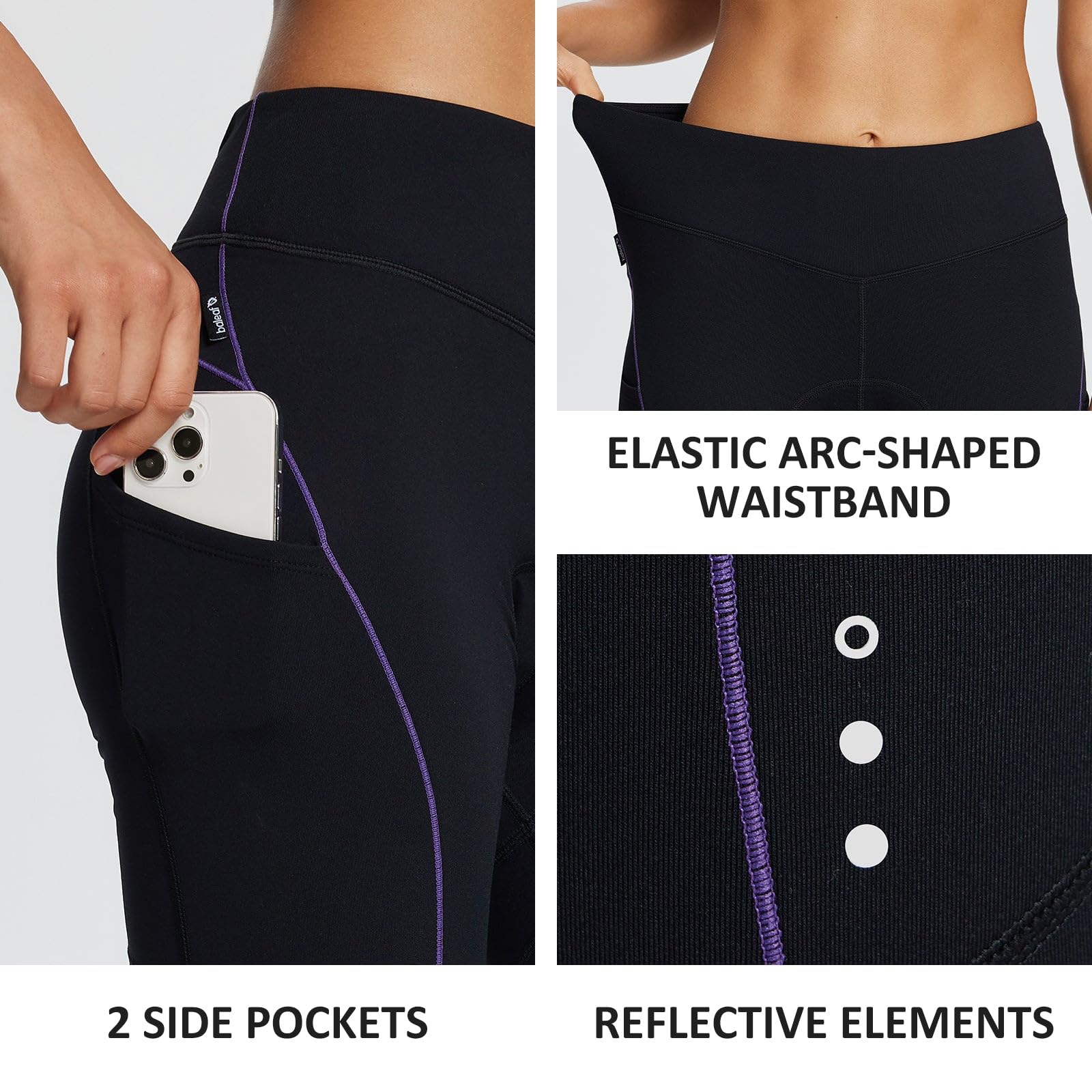 baleaf Pantalon de Cyclisme d'hiver pour Femme Imperméable Doublure en Polaire Coupe Vent Long Rembourré 4D avec Poche