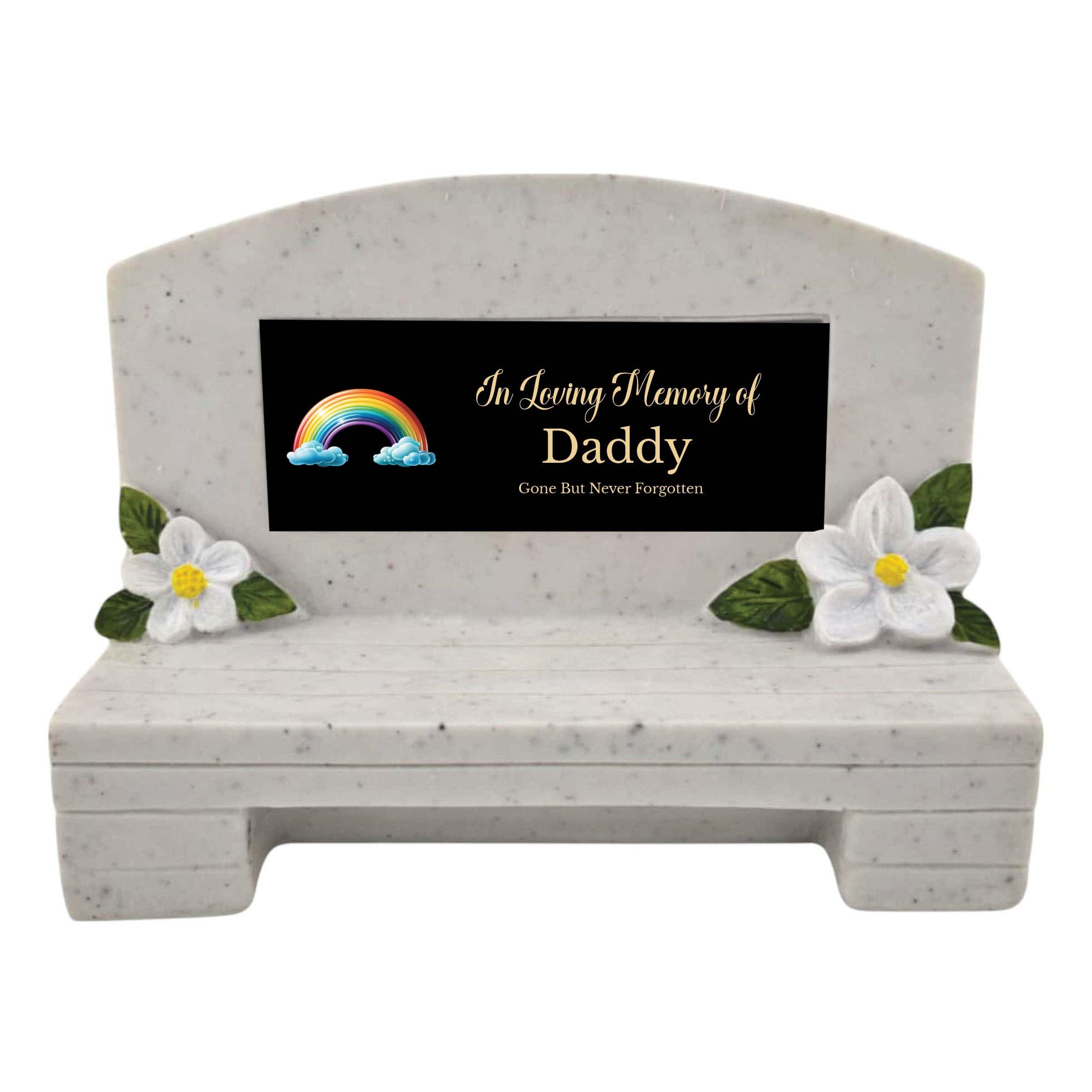 1stclassgifts In Loving Memory Of Memorial Bench With Plaque Grave Marker With Rainbow Design Mum Dad & Lots More Black Plate (UV PRINTED) (Daddy)