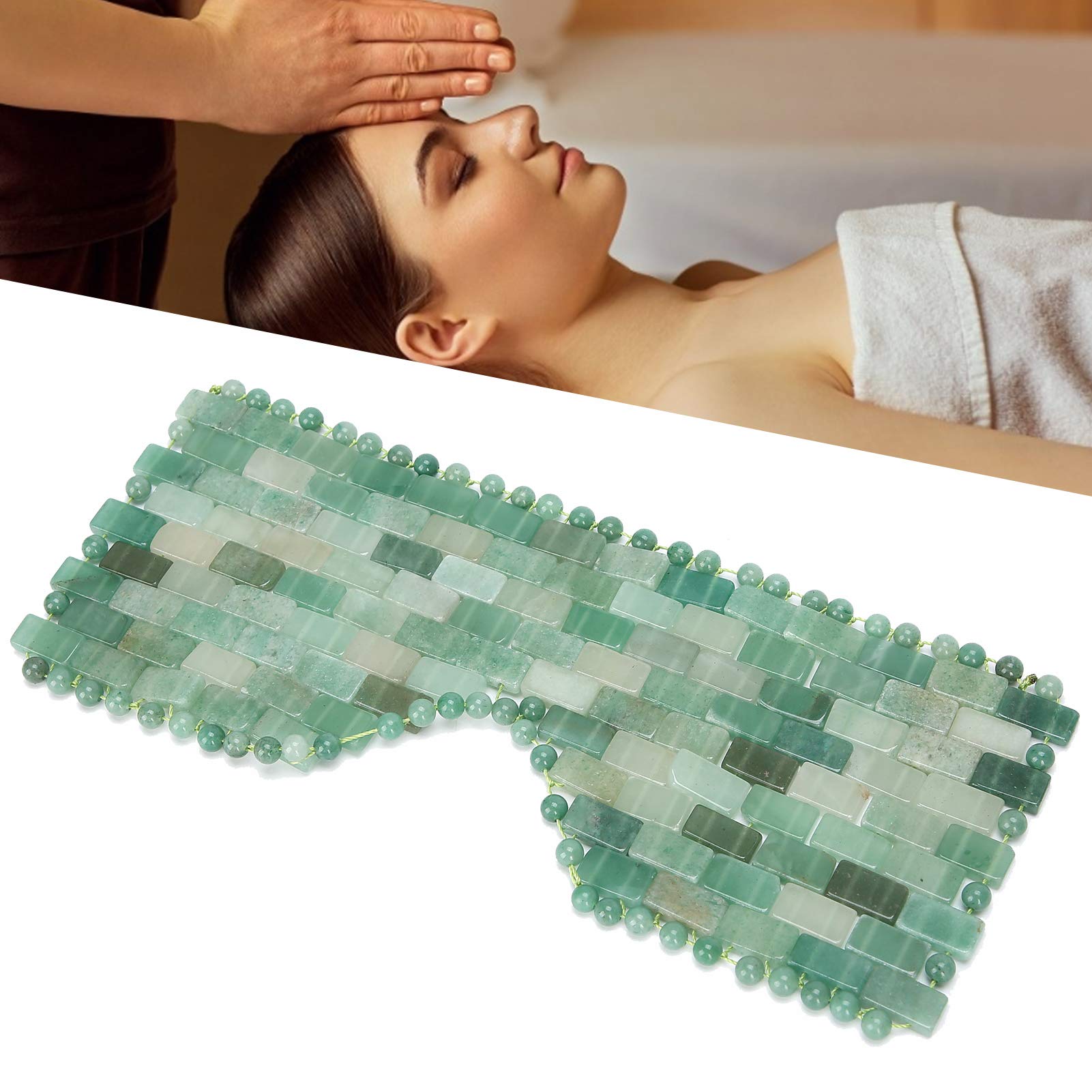 Jadestone-Augenmaske mit Kühlendem Gefühl, Stress auf Natürliche Weise Abbauen, Gesichtsmassagegerät Gegen Augenringe (Augenlider aus grünem Aventurin)