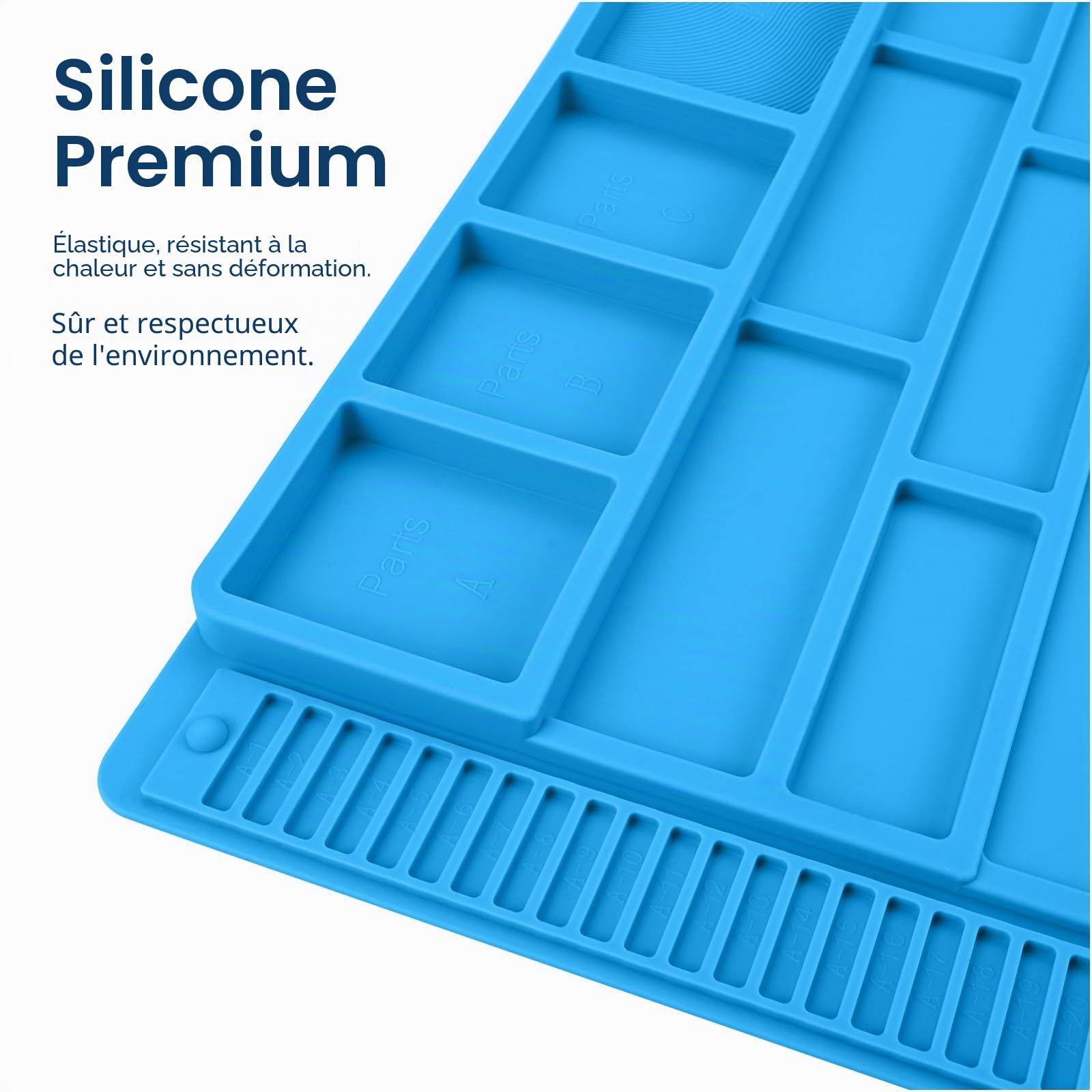 MMOBIEL Tapis de réparation et de soudure en silicone - 55 x 35 cm - Tapis en silicone résistant à la chaleur jusqu'à 500 °C - Tapis d'établi pour travaux de soudure, réparation de téléphones