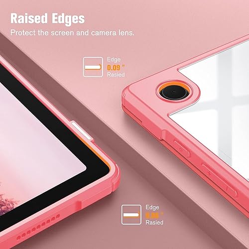 Miniatura 6 de Funda para Samsung Galaxy Tab A9, carcasa negra transparente dura y flexible de TPU suave con soporte para bolígrafo, soporte plegable delgado para