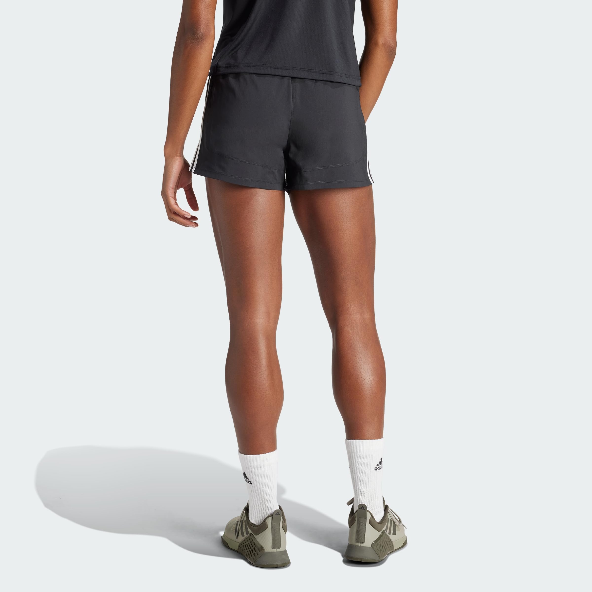 adidas Damen Pacer Training 3-Stripes Woven High-Rise Shorts, Black/White, S 5 inch