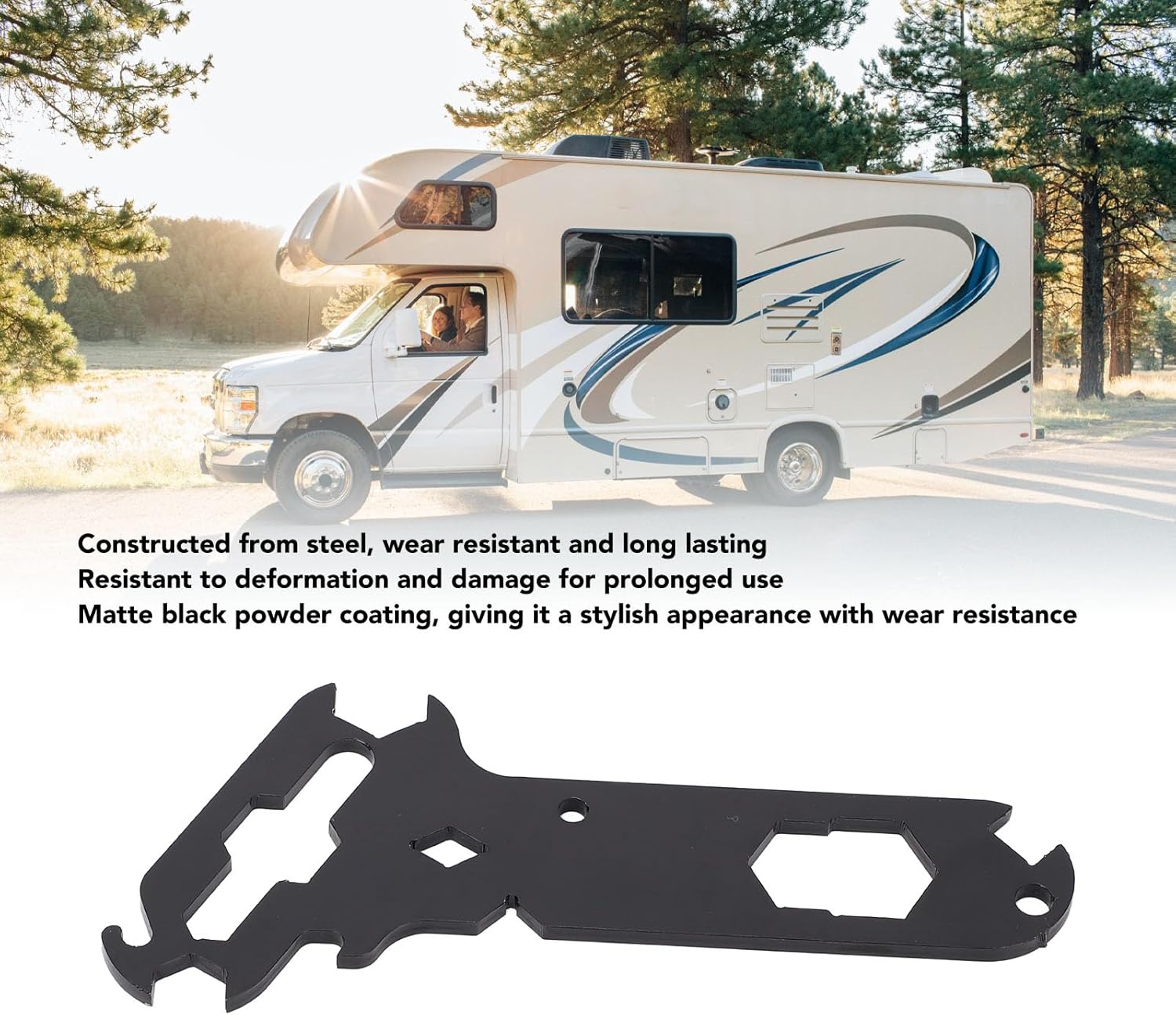 Black Multitool with 14 in 1 Separate Rigger Tools, Steel Multifunctional Wing Nut Wire Strippers Bottle Opener for RV Caravans Cars Ships