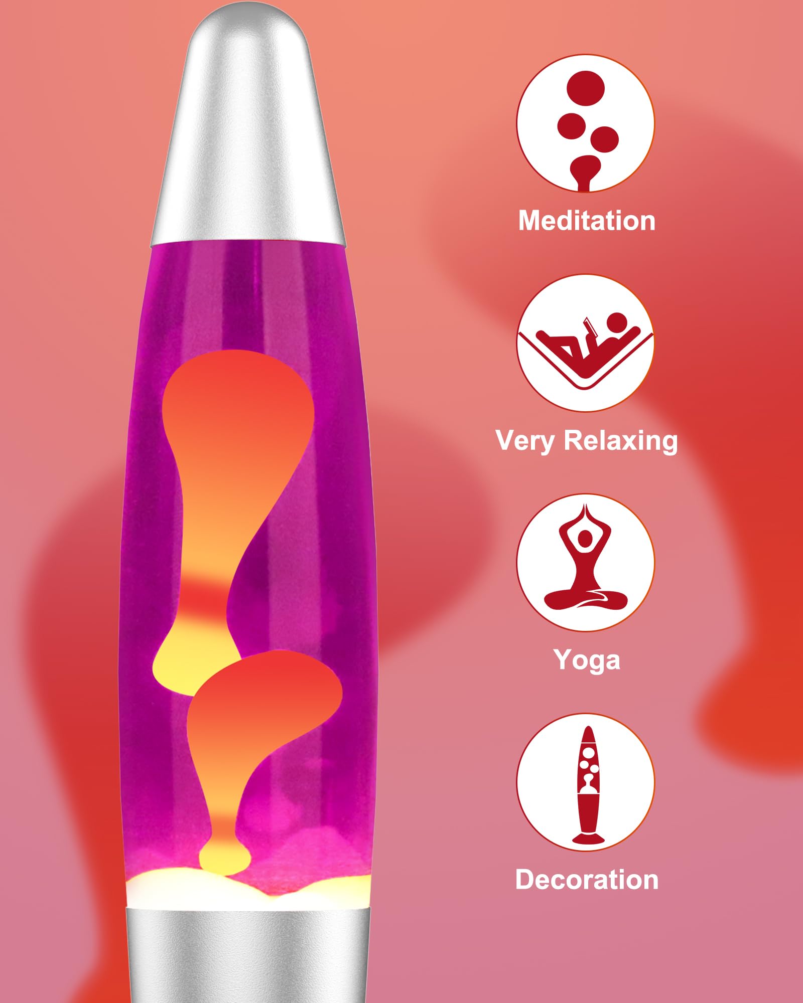 Lámpara de movimiento LED rosa para adultos y niños, lámparas de movimiento líquido con flujos de cera amarilla, lámpara de luz nocturna para el hogar, oficina, habitación, decoración de 3