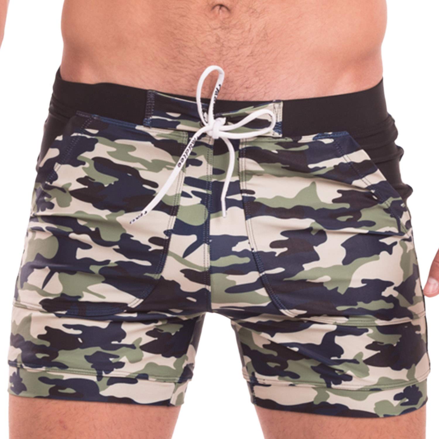 Swimwear Men Swimsuits Sexy Swim Plus Size Beach Trunk Camo Board Shorts(M)