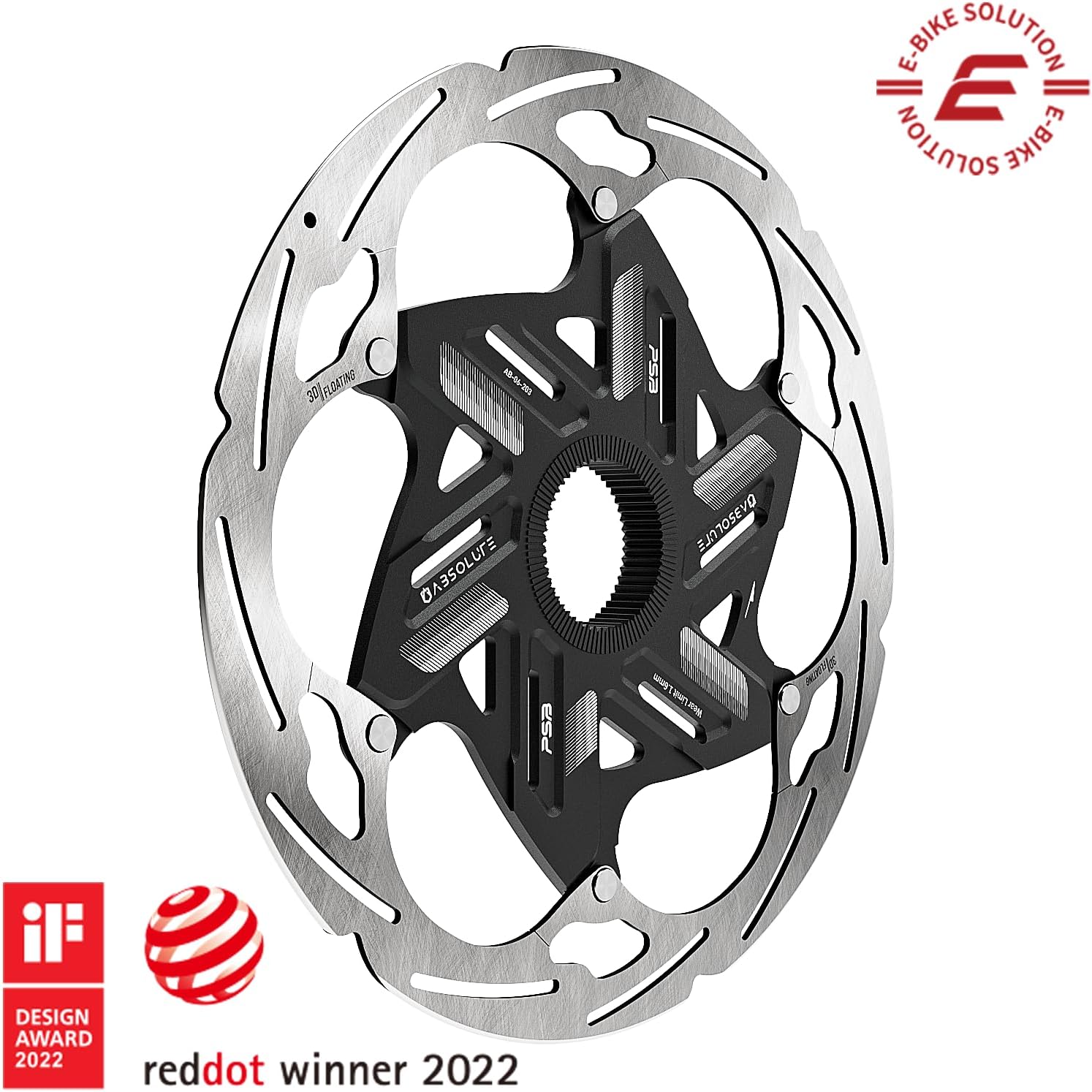 Absolute 3D Floating Bike Disc Brake Rotor, Center Lock, 203mm | Advanced 3D Floating Rotor Helps Reduce Heat Build-Up While Delivering Consistent Brake Feel For MTB, Enduro & E-Bike Riding