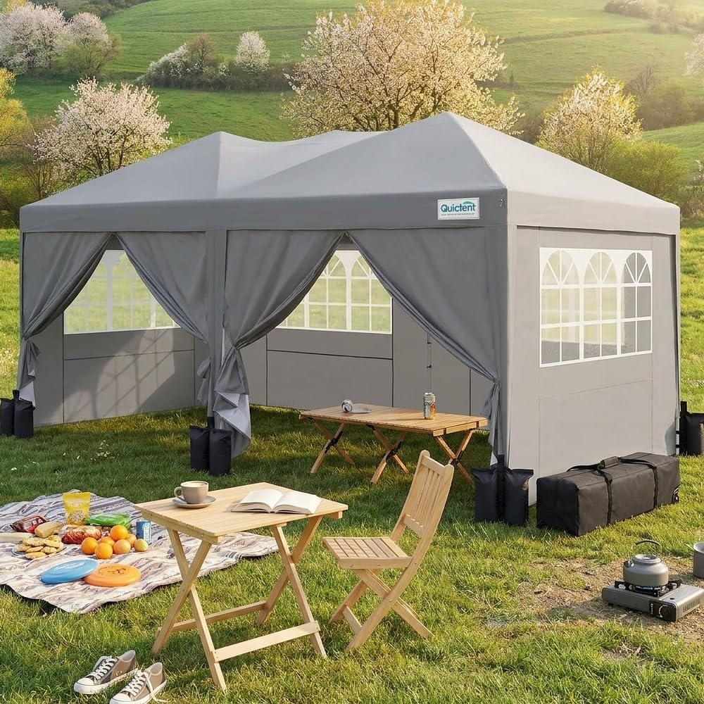 Quictent Faltpavillon 3x6m wasserdicht | Partyzelt, Pop-Up Pavillon, Gartenpavillon, stabil, mit Seitenwänden, UV-Schutz 50+, Tragetasche inkl, Stahlrahmen