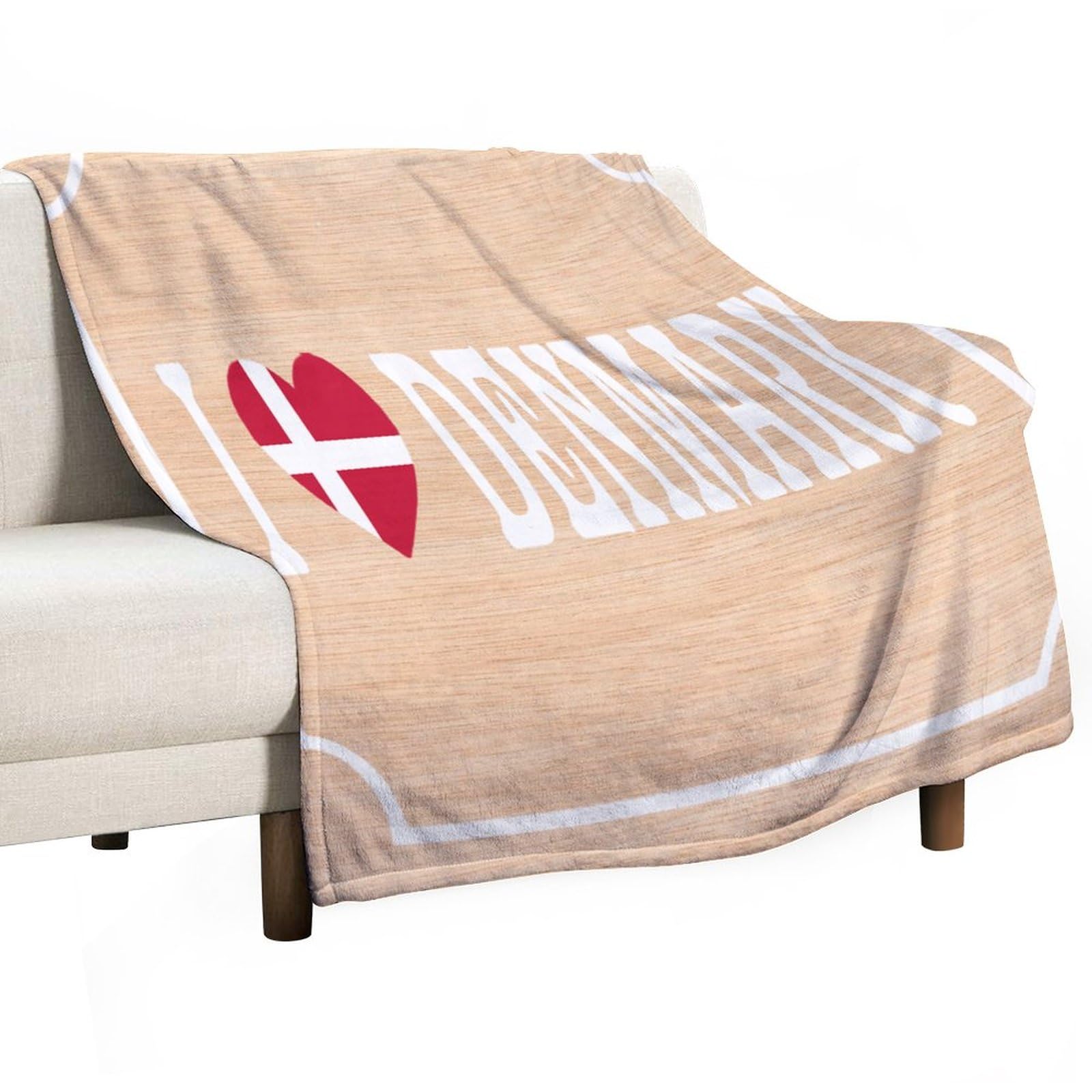 Couverture polaire en peluche douce I Love Denmark : plaid drapeau pour canapé et chaise