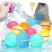 12 Pcs Reusable Water Balloons,Quick Fill Magnetic Silicone Water Ball,Self Sealing Splash Rapid Fill Balloon,Outdoor...