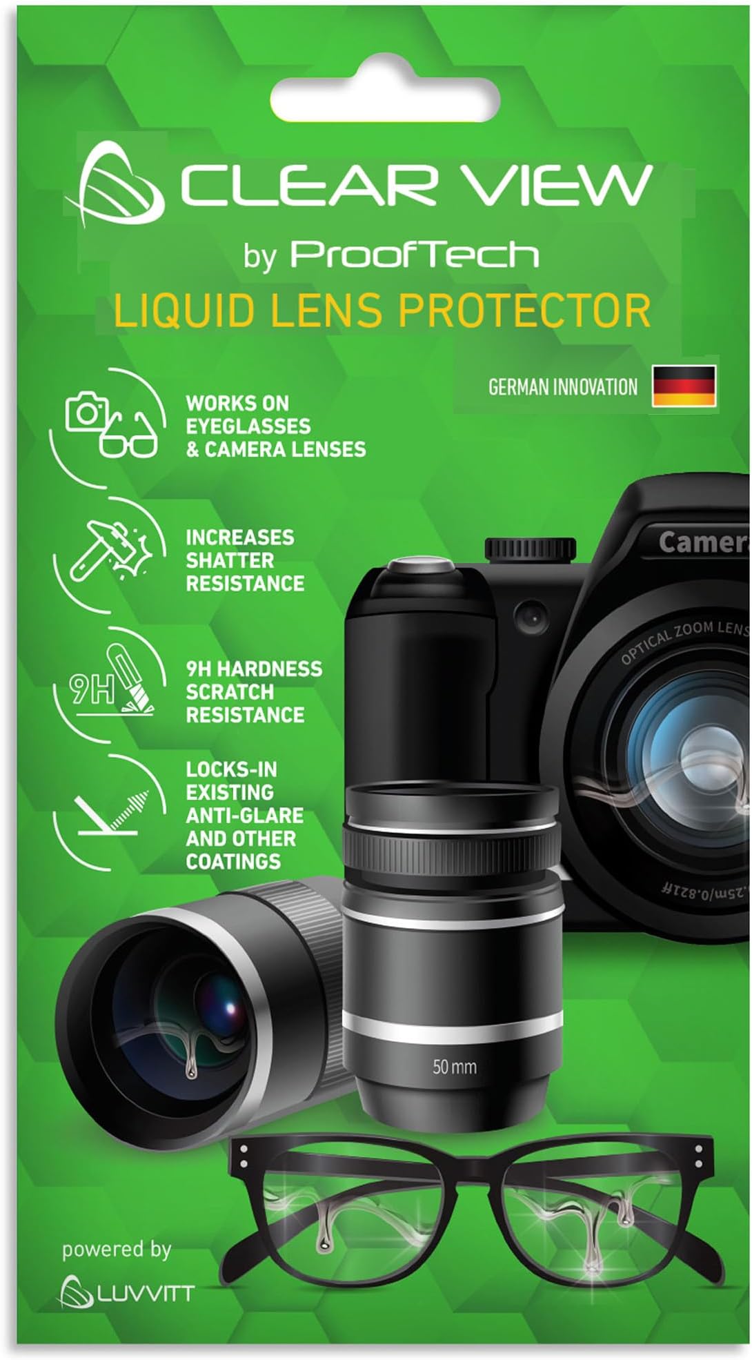 Clearview Liquid Lens Protector – Invisible Nano Coating for Eyeglasses, Sunglasses, and Camera Lenses – Scratch, Water and Smudge Protection