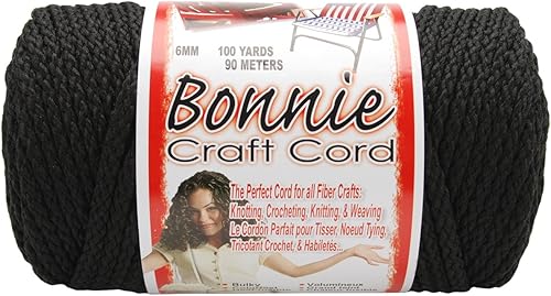 Cordón Pepperell de 0.23 pulgadas de madera Bonnie Macramé, 100 yardas, Negro, Paquete de 10