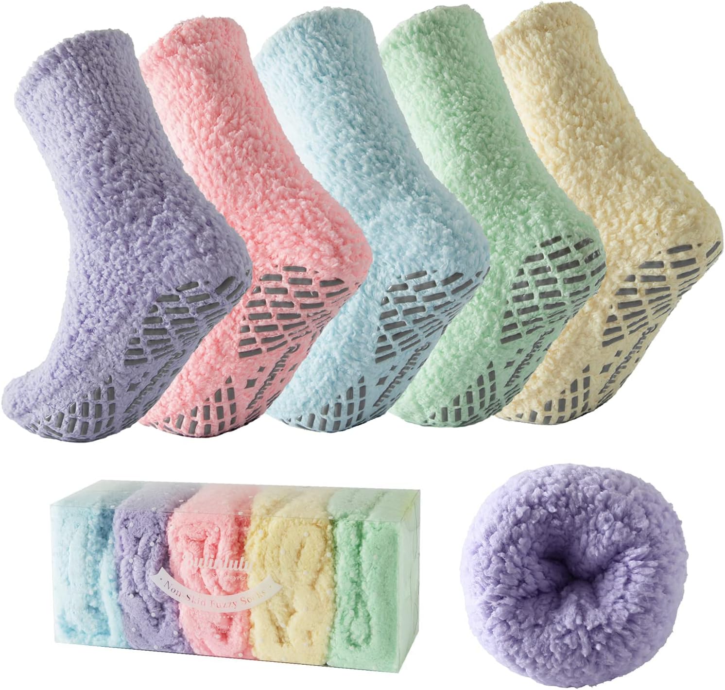 Bulinlulu Women's Gripped Fuzzy Sleep Socks Soft Kenya Ubuy