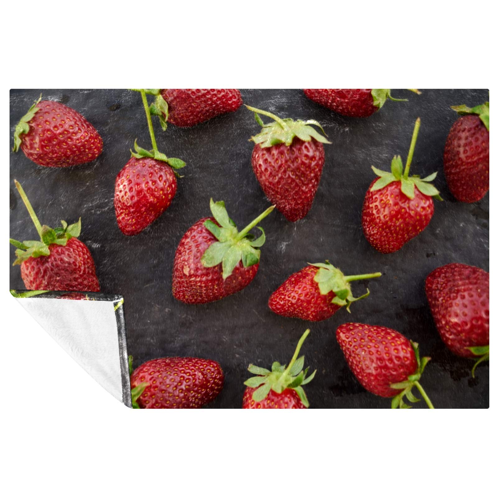 Couverture douce imprimé fraise plaid lit et canapé 150x100 cm