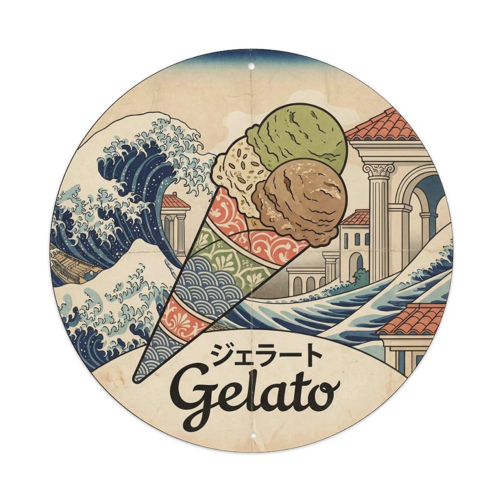 Classic Gelato Ice Cream Woodblock Parlor Metal Tin Sign