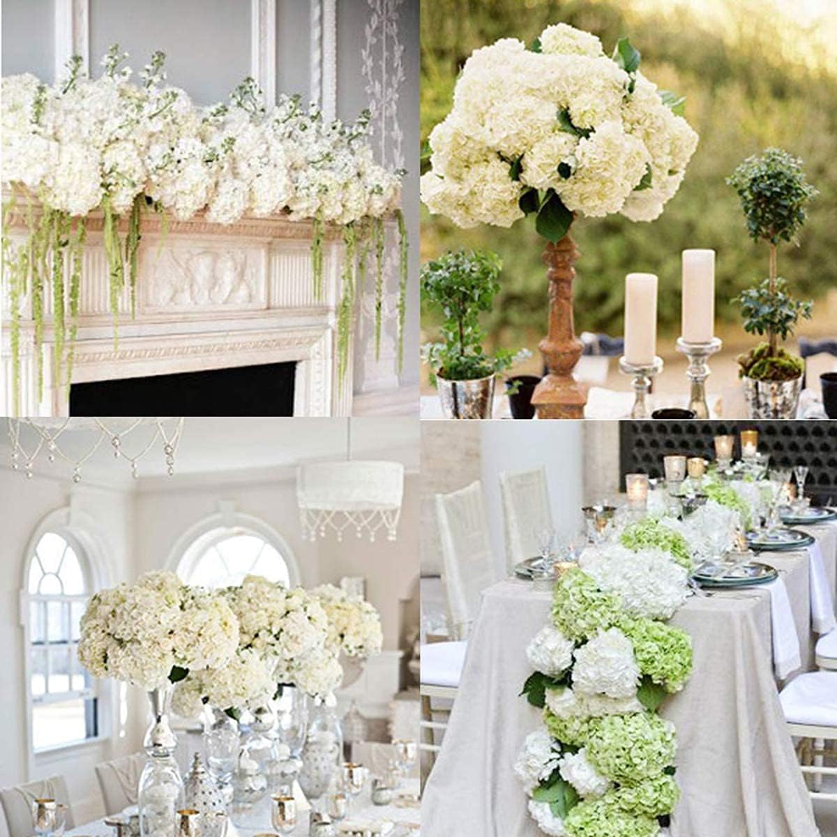 Jim's Cabin Artificial Flowers Silk Hydrangea Flowers with 5 Big Heads Fake Flower Bunch Bouquet for Home Wedding Party Decor DIY(Blue Green) - Image 4