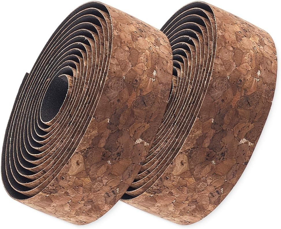 GORGECRAFT 2 Rolls 4.7 Yards Brown Bicycle Handlebar Tape EVA Foam Soft Vintage Cork Shock Absorbent Road Bike Handle Bar Wrap Tape with 2Pcs Plugs and Sticker for Cycling Bicycles Indoor Spin Bikes