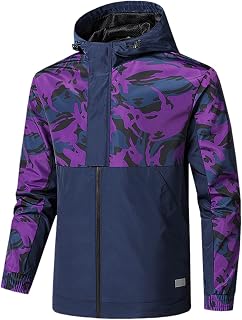 OIUHJN Trousers Men's Casual Patchwork Camouflage Outdoor Jackets with Hood Long Sleeve Zip Slit Pocket Coat Men's Jackets Rain