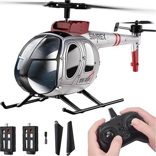 SIMREX Helicóptero a control remoto, juguete de helicóptero para niños y principiantes, retención de altitud, 2 velocidades, 2 baterías, regalo para