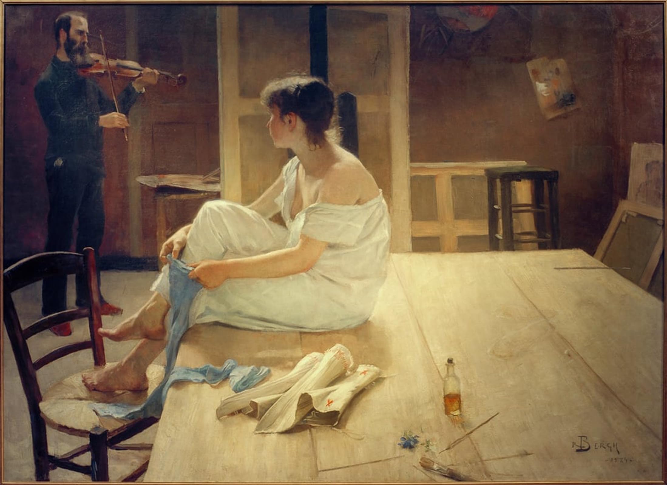 ARTXLXXBN Famous Prints Artwork Pictures Poster Painting Art Nach Dem Modellstehen by Sven Richard Bergh Artwork Landscape Pictures for Home Decor 60x90cm