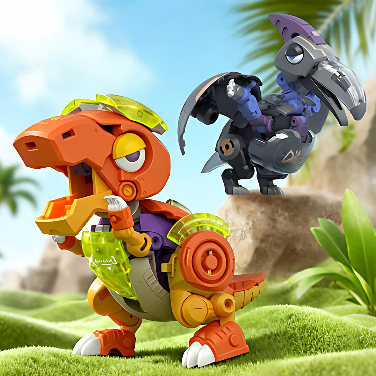 HIPLAY Atomic Box Baobao Dinozaur z Grubymi Brwiami (YH1020) Transformująca się Figurka Akcji Mecha Kolekcjonerska