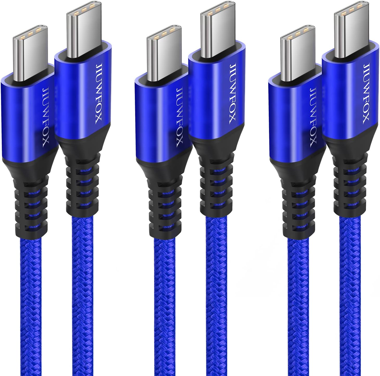 USB C to USB C Cable (3ft, 3-Pack), 60W (3A) Fast Charging for iPhone 16/15, iPad Air/Pro/Mini, MacBook Air, for Galaxy S25 S24 S23 and More (Blue)