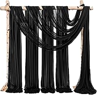 Vista 127 de Tela para envolver arco de boda, 4 paneles de 28 x 20 pies, cortinas de arco de boda rosa para ceremonia, cortinas de tela de gasa para cenador