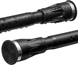 Black Tension rod for shower curtain，shower curtain rods No Drilling Expandable Spring Loaded Curtain Tension Rod Adjustable 43 to 59 inch doesn't rust