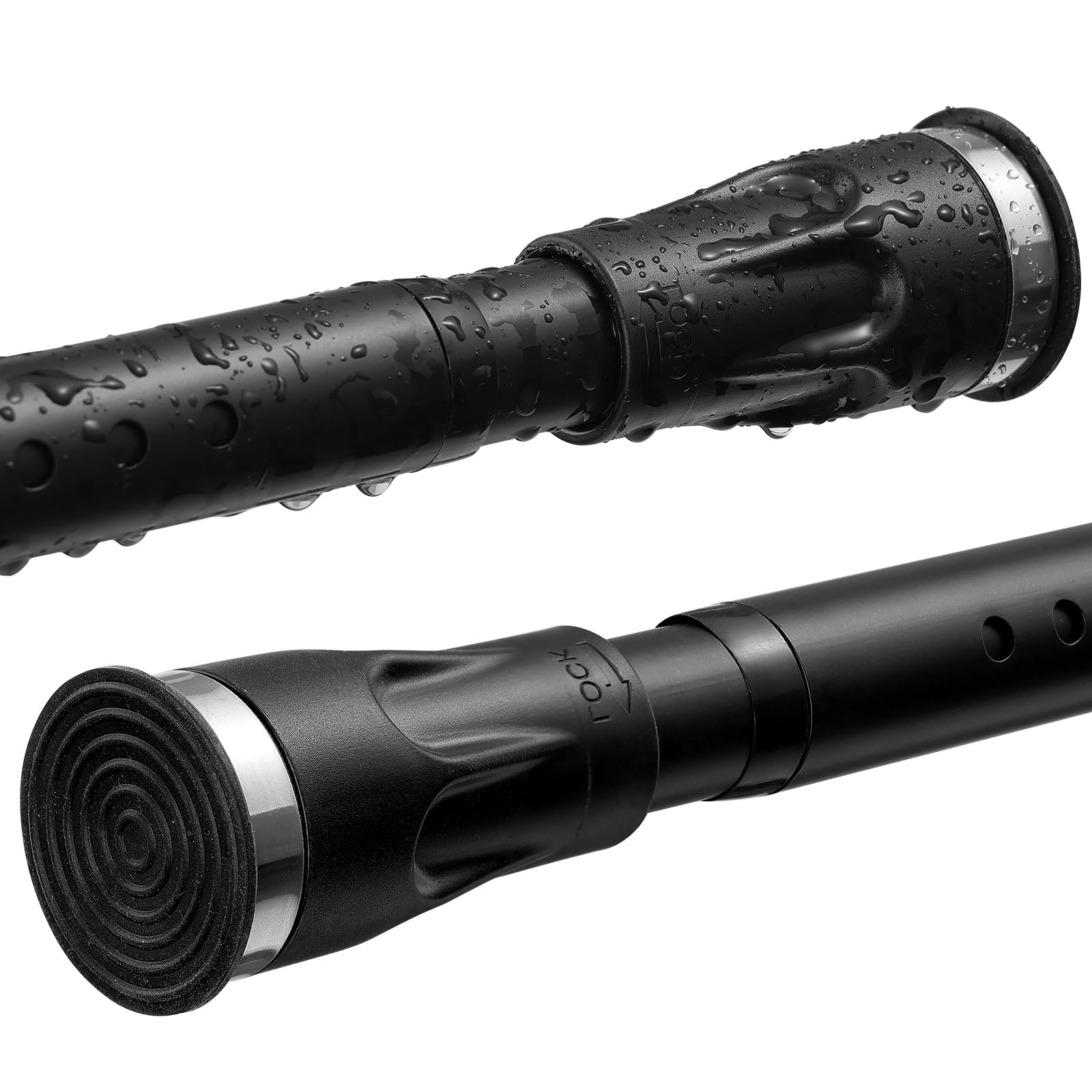 Black Tension rod for shower curtain，shower curtain rods No Drilling Expandable Spring Loaded Curtain Tension Rod Adjustable 43 to 59 inch doesn't rust