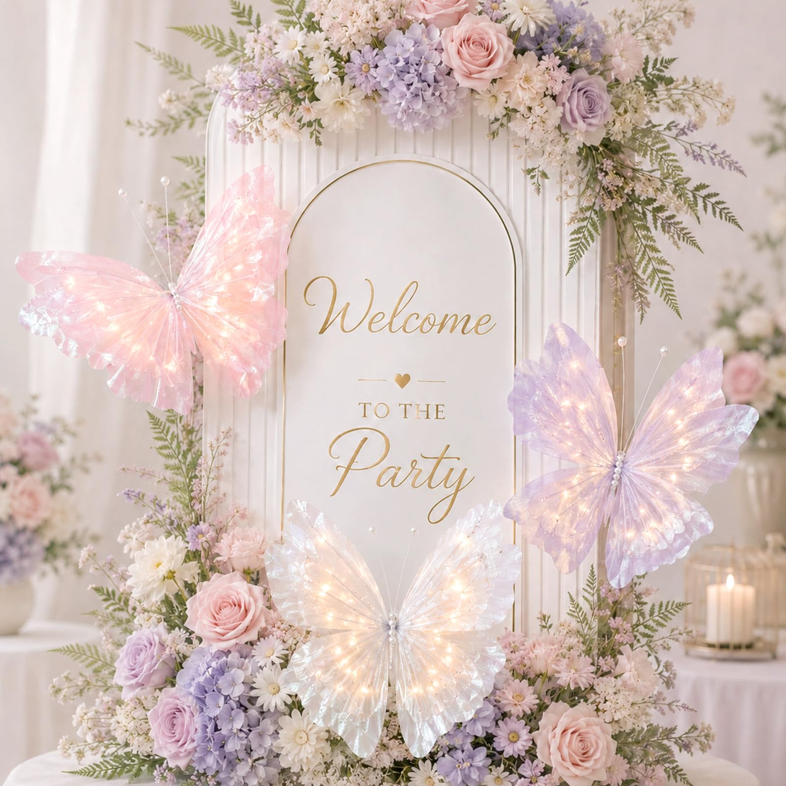 3 decorazioni a LED grandi a forma di farfalla, 50,8 cm, giganti, illuminate, per albero di Natale, matrimoni, feste di compleanno, baby shower, vacanze, fotografie, artigianato, ghirlande