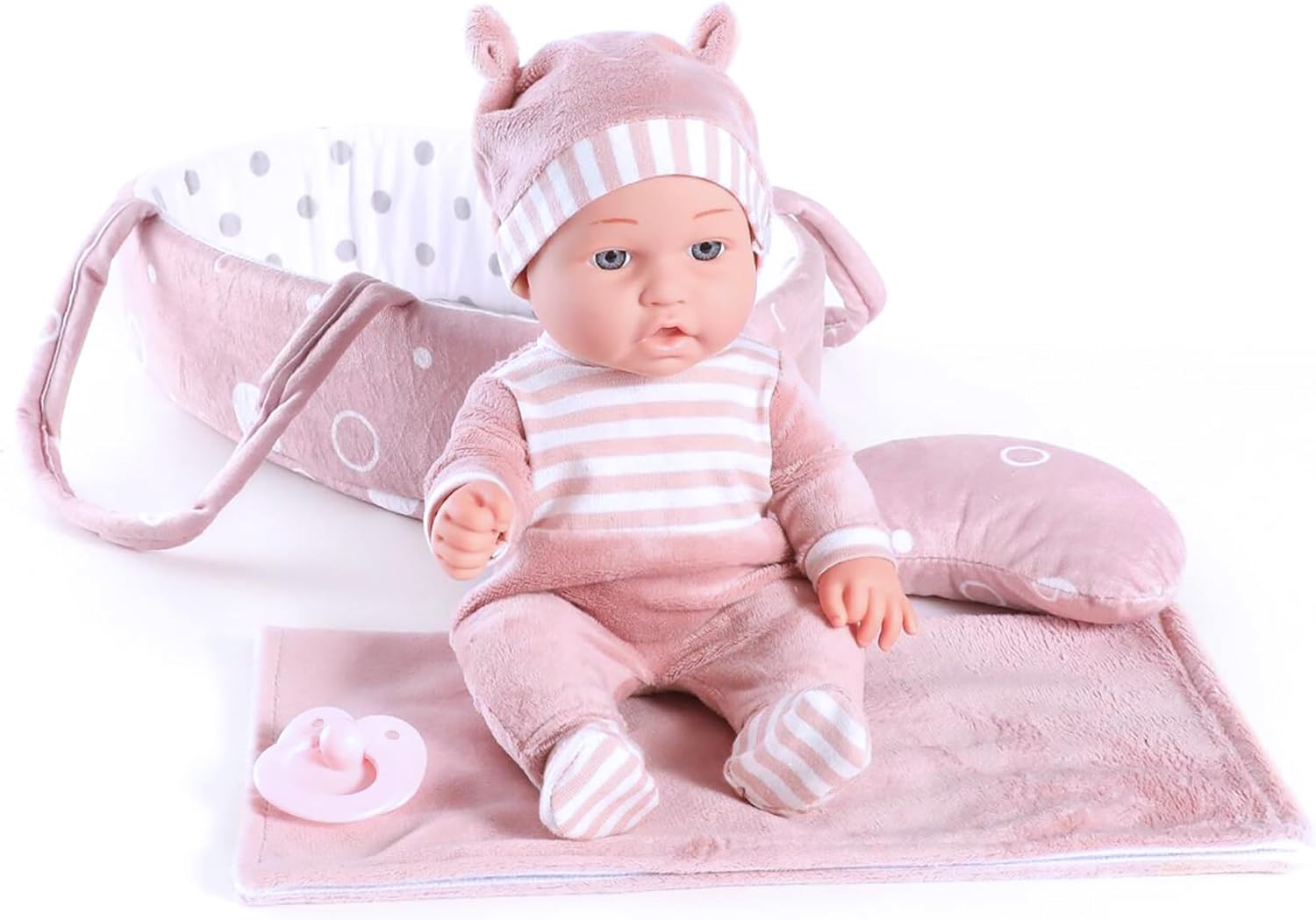 Enjoyin 12'' Baby Doll Playset with Washable Doll Accessories Includes Carrier Bassinet Bed, Pacifier, Blanket, and Pillow, First Baby Dolls for Toddlers 36 Months and Up
