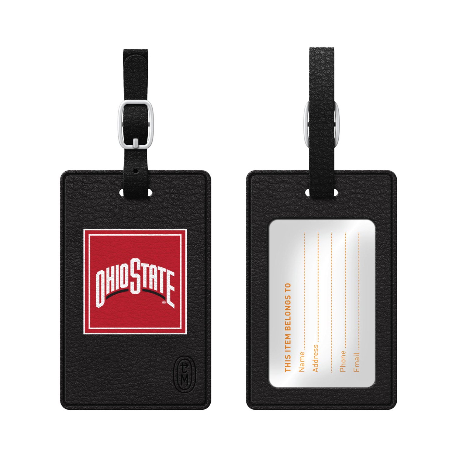 OTM Essentials Faux Leather Luggage Tag,, Black, One_Size, Ohio State University V2 Classic V1, Black