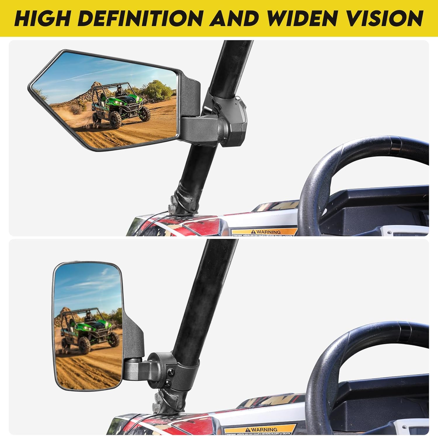 UTV Mirrors,The Spring Back Feature Allows Easy Reset After Fold,2025 New SXS Mirrors Side View for 1.5"-2.0" Roll Cage,Compatible with Polaris RZR,Can Am X3,Kawasaki Mule KRX,Honda Pioneer
