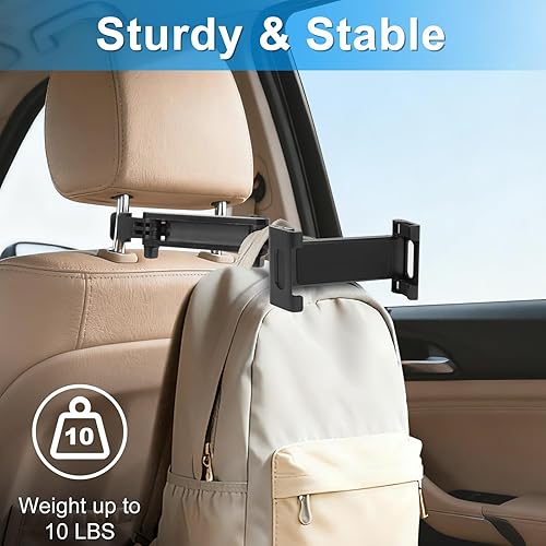 Miniatura 4 de Soporte para tablet para reposacabezas de automóvil, soporte ajustable giratorio de 360° para tableta, soporte de asiento trasero de automóvil para