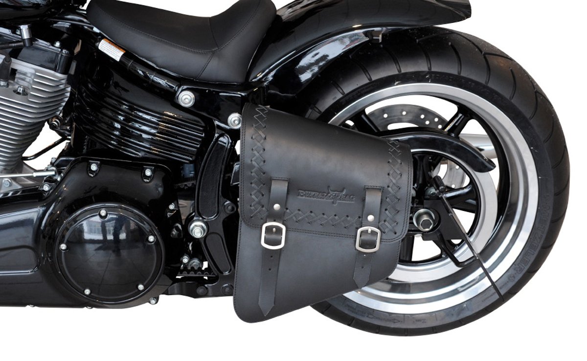 Satteltasche Dallas 11 L. XL mit Flechtschnürung Softail und Starrahmen Bj. 1984-2021 & Cruiser 2022- Harley Davidson Linke Seite