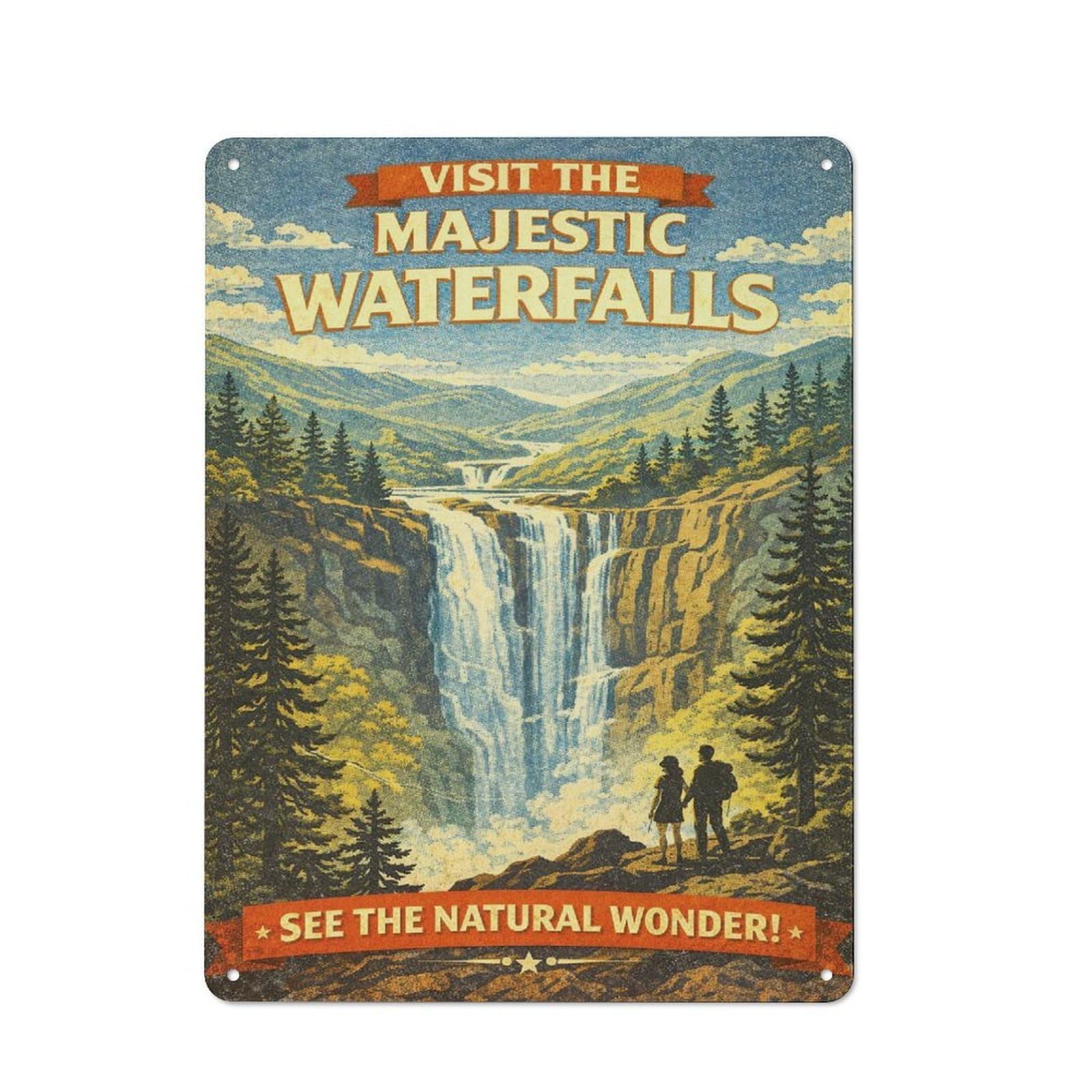Junmoney Style-11 Cottage Style Majestic Waterfalls Vintage Travel Decorative Tin Sign 40X30cm, Rustic Kitchen Decor For Kitchen, Cottage, Porch Or Garden Room