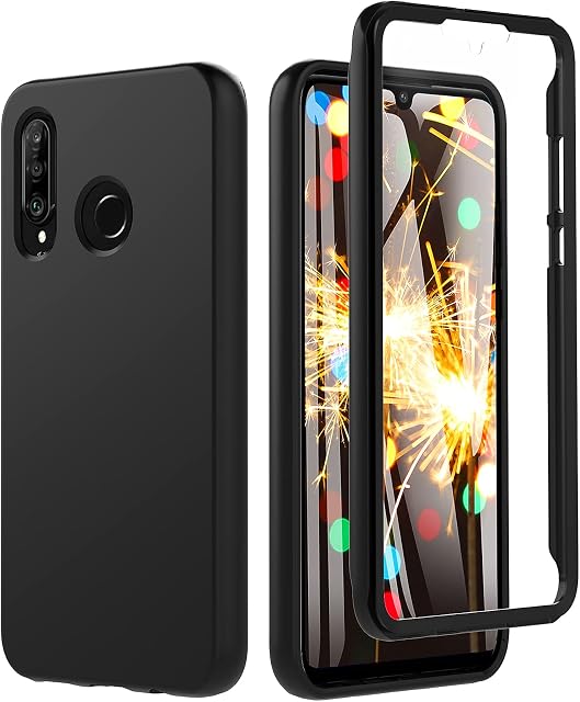 BESINPO Compatible with Huawei P30 lite Case Huawei P30 lite New Edition Case, Built-in Screen Protector 360 Full-Body Protective Cover Dustproof Shockproof Anti-Scratch Case, Black