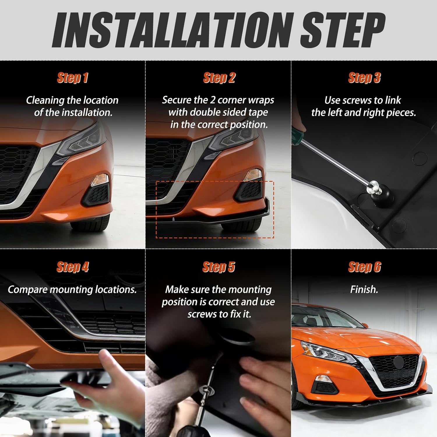 Gloss Black Front Bumper Lip Compatible with Nissan Altima 2019-2022, Front Splitter Protector Body Kit