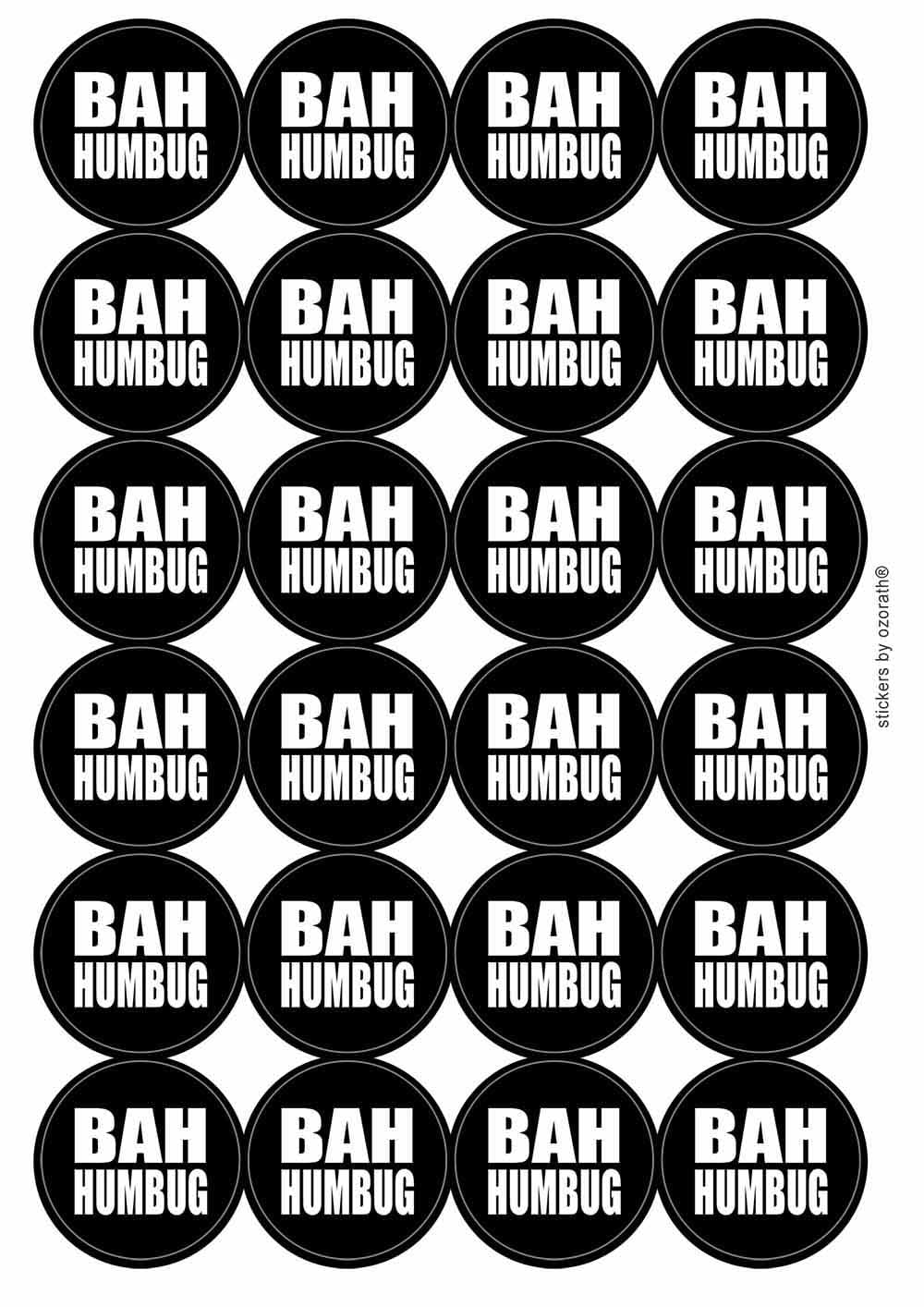 Ozorath Bah Humbug Scrooge Christmas Matt Paper Stickers