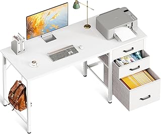 AODK デスク 机 pcデスク 引き出し3杯付き 幅120cm ゲーミングデスク パソコンデスク computer desk 左右入れ替え対応 ゲーム オフィス 省スペース 在宅ワーク 組立簡単 ホワイト