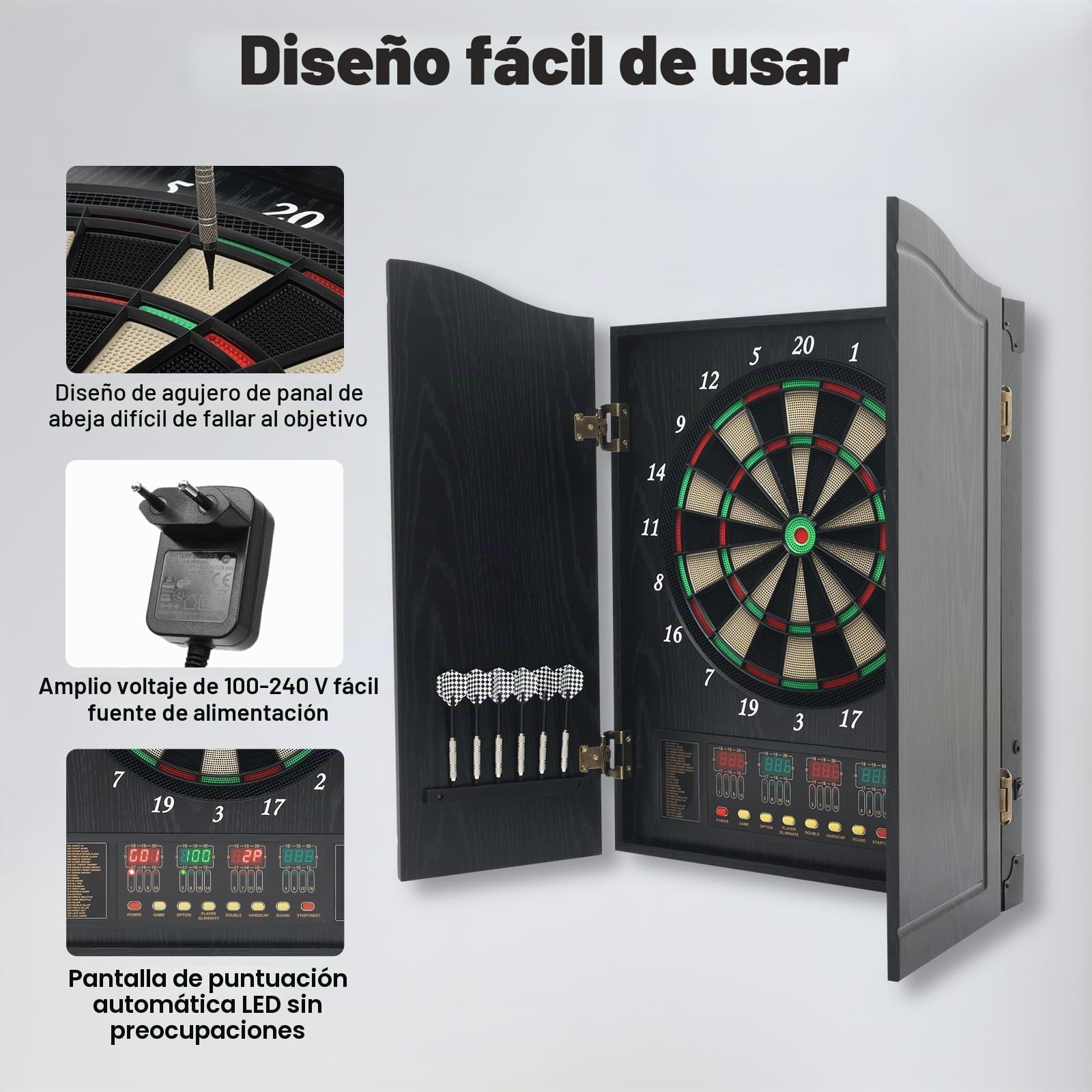 Diana electrónica profesional Set 243 variantes para 1 a 16 jugadores con puertas de MDF y 12 flechas, 88 cabezales para oficinas, jardines, salas de fiestas