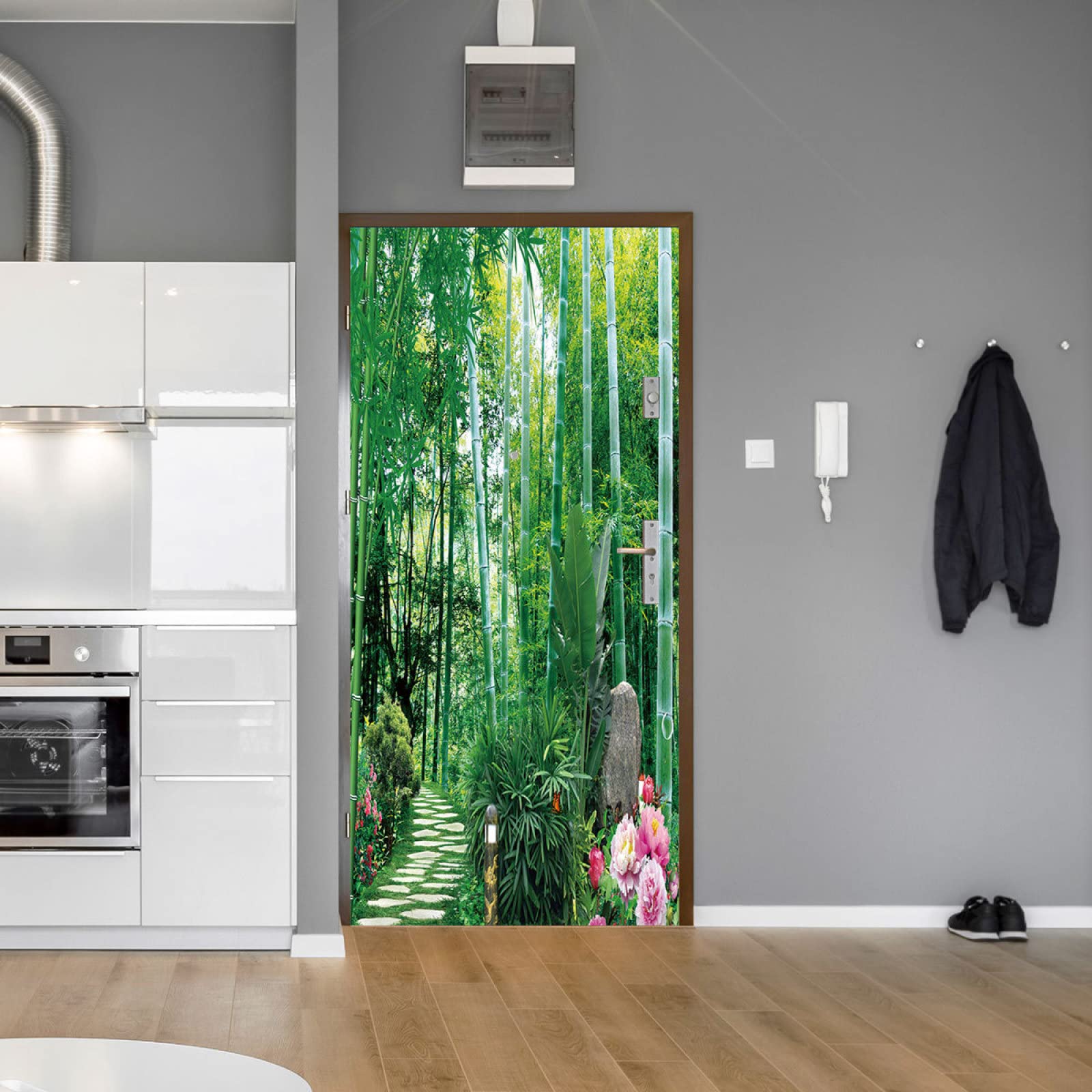 Türtapete Selbstklebend 100x200cm - Grüne Blätter Design Für Innentüren