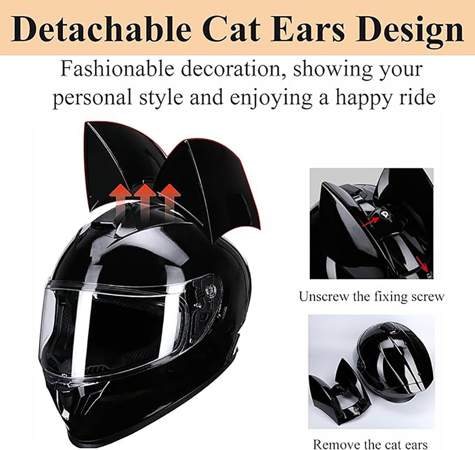 Casco De Moto Con Orejas De Gato Cascos Integrales Con Viseras Cascos De Motocross Homologados ECE Para Adultos Hombres Mujeres Cuatro Estaciones A7,S (50-53cm)