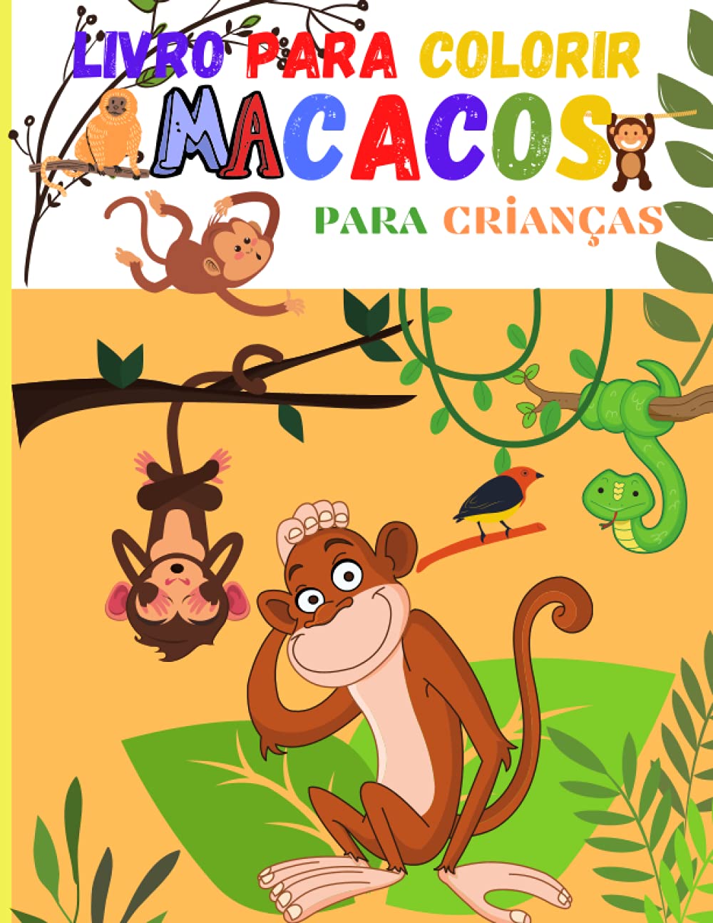 Buy Livro para Colorir Macacos para Crianças Incríveis Imagens Coloridas de Macacos Giros