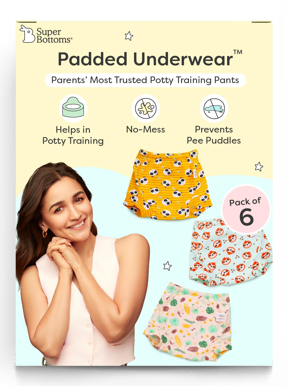 superbottoms Padded Underwear for Babies & Toddlers, 3 Layers of Premium Cotton & DryFeel Layer, Ideal for Diaper-Free Time & Mess-Free Potty Training Pants, Pack of 6-image-12