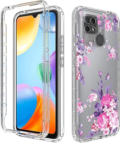 Miniatura 6 de Funda para Redmi 10C 220333QBI con protector de pantalla de vidrio templado, suave 360 cuerpo completo a prueba de golpes híbrido parachoques