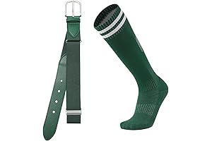 Youth Baseball Socks and Belt Set: Durable Kids Green Baseball Socks & Belt Combo