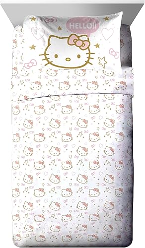 Miniatura 6 de Jay Franco Hello Kitty - Juego de edredón tamaño individual, ropa de cama de 5 piezas, incluye juego de sábanas y fundas de almohada, ropa de cama