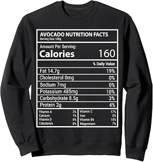 Avocado Nutrition Facts Minimal Funny Fruit Label Design Sweatshirt