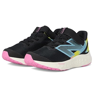 New Balance Kids Fresh Foam Arishi v4 Bungee Lace with Top Strap (Little Kid) Kids Shoes Black/Real Pink/Chrome Blue
