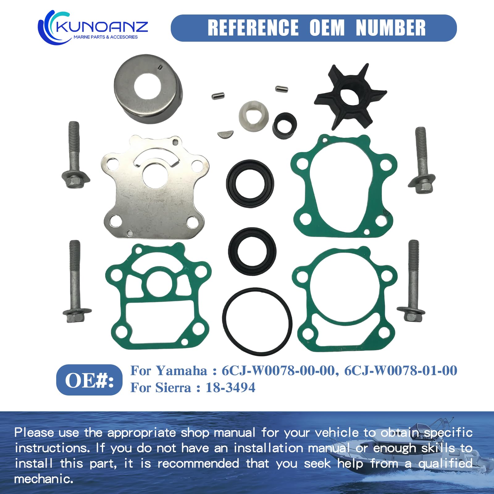 6L5 W0078 00 00 Kit De Réparation De Turbine De Pompe à Eau Pour Hors Bord Yamaha 3 HP 3HP 2